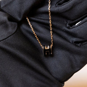 HERMES MINI POP H NECKLACE BLACK GHW