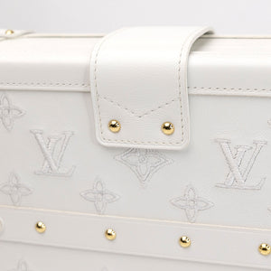 LOUIS VUITTON PETITE MALLE MONOGRAM EMBROIDERED WHITE CALFSKIN GHW