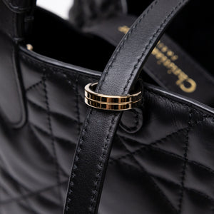 CHRISTIAN DIOR SMALL TOUJOURS TOTE BAG BLACK CALFSKIN LEATHER GHW