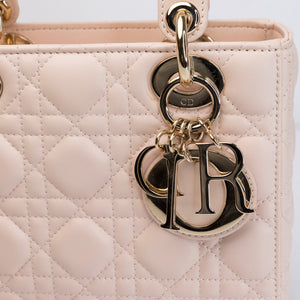 CHRISTIAN DIOR SMALL LADY DIOR LIGHT PINK LAMBSKIN GHW