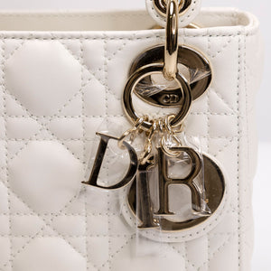 CHRISTIAN DIOR MINI LADY DIOR LAMBSKIN WHITE GHW