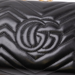GUCCI GG MARMONT WALLET ON CHAIN BLACK GHW