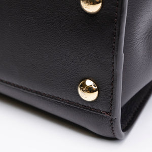 FENDI MINI PEEKABOO BAG DARK BROWN CALFSKIN LEATHER GHW