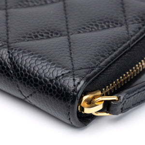 CHANEL CLASSIC ZIPPED COIN PURSE BLACK CAVIAR GHW