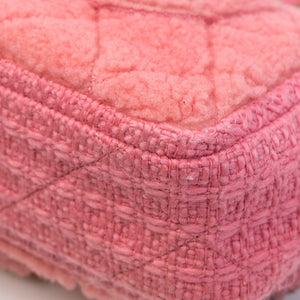 CHANEL QUILTED SHEARLING & TWEED MEDIUM FLAP BAG PINK GHW