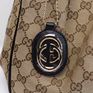GUCCI GG CANVAS SUKEY TOTE BEIGE GHW