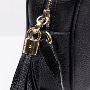 GUCCI SOHO DISCO CAMERA BAG CALFSKIN LEATHER BLACK LGHW
