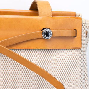 HERMES HERBAG CABAS TOILE CANVAS / VACHE LEATHER SHW