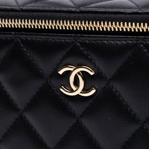 CHANEL 23P VANITY TOP HANDLE LAMBSKIN LEATHER BLACK BAG
