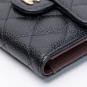 CHANEL SMALL CLASSIC FLAP WALLET BLACK CAVIAR GHW (MICROCHIP)