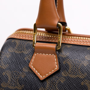 CELINE SMALL BOSTON BAG TRIOMPHE CANVAS/ CALFSKIN TAN GHW