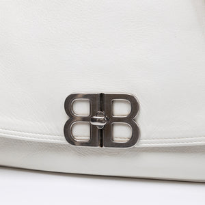 BALENCIAGA SOFT FLAP BAG WHITE CALFSKIN LEATHER SHW