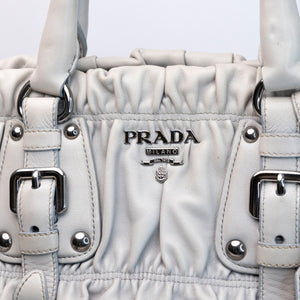 PRADA NAPPA GAUFFRE LARGE BAG GREY SHW