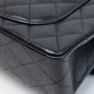CHANEL SMALL CLASSIC DOUBLE FLAP BAG BLACK CAVIAR LEATHER SHW