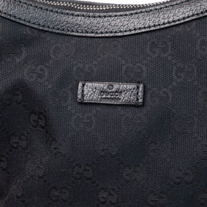 GUCCI BLACK GG MONOGRAM CANVAS WEB HOBO BAG SHW