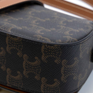 CELINE CLUTCH ON STRAP TABOU TRIOMPHE CANVAS / CALFSKIN TAN GHW