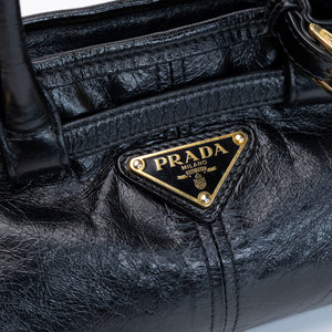PRADA MINI BONNIE HANDBAG BLACK CALFSKIN GHW