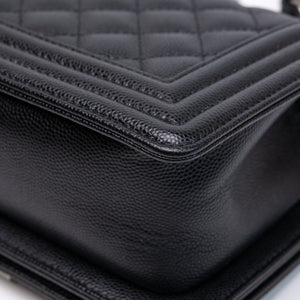 CHANEL SMALL CHEVRON LE BOY CALFSKIN BLACK SHW (MICROCHIP)