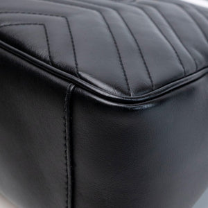 GUCCI GG MARMONT SMALL TOP HANDLE BAG BLACK CALFSKIN GHW
