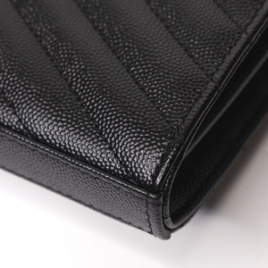 SAINT LAURENT ENVELOPE CHAIN WALLET CALFSKIN BLACK GHW
