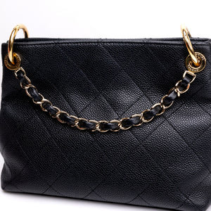CHANEL SMALL CITY WALK HOBO BLACK CAVIAR QUILTED LEATHER GHW