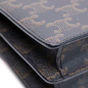 CELINE DOUBLE FLAP TRIOMPHE CANVAS WALLET ON STRAP GHW
