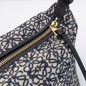LOEWE CUBI ANAGRAM BAG JACQUARD CANVAS NAVY / BLACK GHW