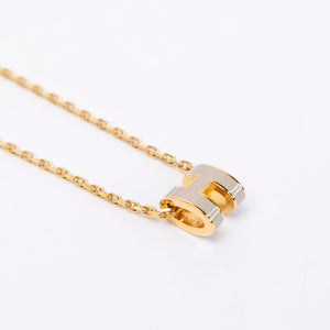 HERMES MINI POP H NECKLACE MARRON GLACE GHW