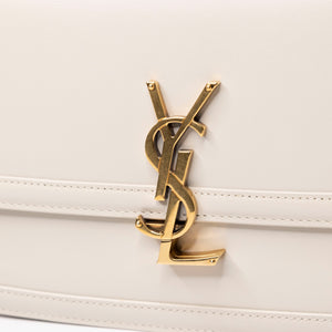 SAINT LAURENT SOLFERINO MEDIUM SATCHEL BAG WHITE CALFSKIN GHW