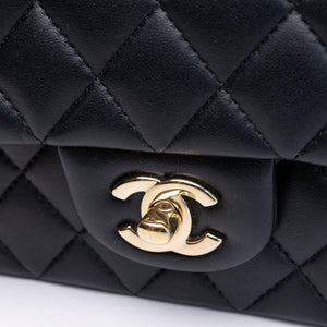 CHANEL CLASSIC FLAP MINI RECTANGULAR TOP HANDLE BAG LAMBSKIN GHW (MICROCHIP)