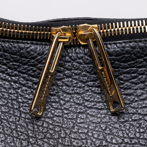 BURBERRY SMALL LEDBURY HOBO SATCHEL BLACK GRAINED CALFSKIN LEATHER GHW
