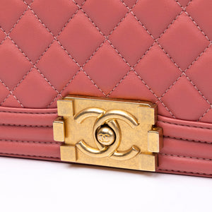 CHANEL SMALL LE BOY BAG PINK LAMBSKIN LEATHER GHW