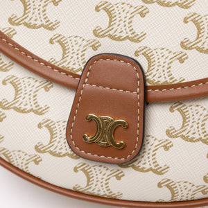 CELINE MINI BESACE TRIOMPHE CANVAS/ CALFSKIN WHITE GHW