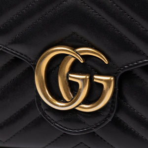 GUCCI GG MARMONT WALLET ON CHAIN BLACK GHW