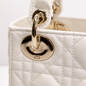 CHRISTIAN DIOR MINI LADY DIOR LAMBSKIN WHITE GHW