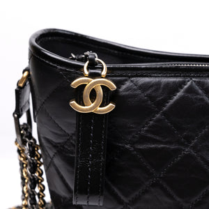 CHANEL GABRIELLE HOBO BAG BLACK CALFSKIN LEATHER MULTICOLOUR HARDWARE