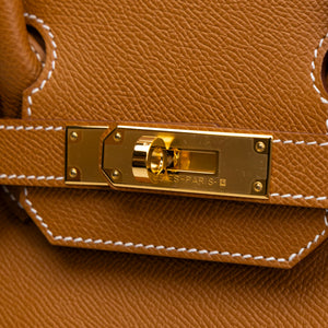 HERMES BIRKIN 30 GOLD EPSOM LEATHER GHW STAMP W
