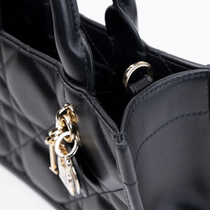 CHRISTIAN DIOR MINI DIOR BOOK TOTE BLACK MACROCANNAGE CALFSKIN GHW