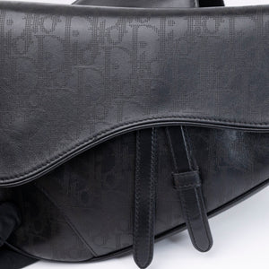 CHRISTIAN DIOR OBLIQUE GALAXY MENS SADDLE BAG BLACK CALFSKIN SHW