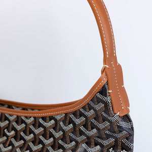 GOYARD BOHEME HOBO BAG CANVAS / CALFSKIN BLACK / BROWN SHW
