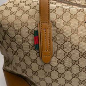 GUCCI BOSTON BAG GG CANVAS BROWN TOTE BAG SHW