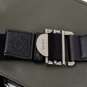 LOEWE MILITARY MESSENGER BAG CALFSKIN LEATHER KHAKI GREEN SHW