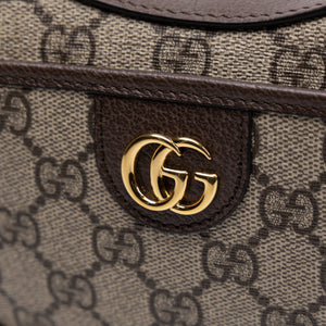 GUCCI OPHIDIA SMALL SHOULDER BAG BEIGE GG SUPREME CANVAS CALFSKIN LEATHER GHW