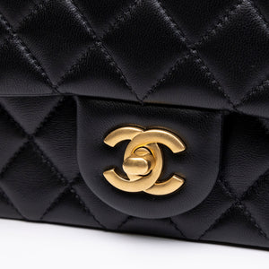 CHANEL 26C PEARL CRUSH MINI RECTANGULAR FLAP BLACK LAMBSKIN LEATHER GHW ( MICROCHIP)
