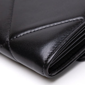 CHANEL 19 LONG FLAP WALLET BLACK LAMBSKIN LEATHER GHW (MICROCHIP)