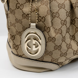 GUCCI GG CANVAS SUKEY OFF-WHITE TOP HANDLE BAG GHW