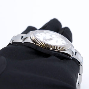 ROLEX DATEJUST 41 WHITE ROMAN DIAL FKUTED BEZEL