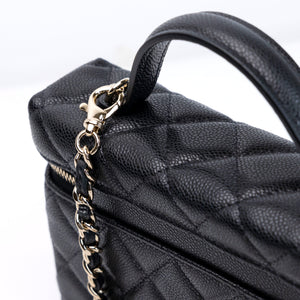 CHANEL TOP HANDLE SLIM VANITY WITH CHAIN BAG BLACK CAVIAR LGHW