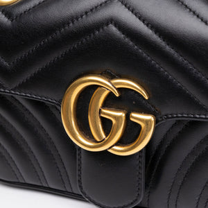GUCCI GG MARMONT SMALL SHOULDER BAG CALFSKIN BLACK GHW