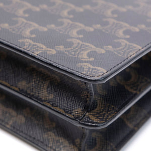 CELINE DOUBLE FLAP TRIOMPHE CANVAS WALLET ON STRAP GHW